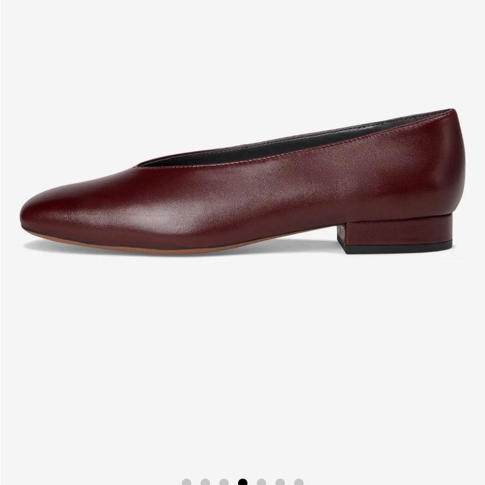 Franco Sarto Burgundy Leather Low Block Heel Ballet Flat